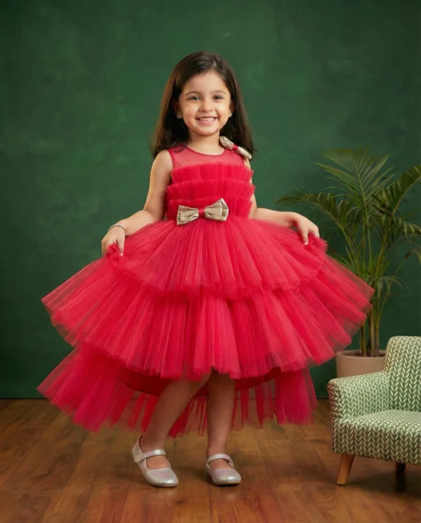 Dress your little princess in style with our Baby Girls Floral Party Frock. Made from soft, skin-friendly fabric, this frock offers all-day comfort and is perfect for birthdays, parties, family gatherings, and festive occasions.